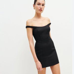 Reformation Sawyer Linen Dress NWT, Black, Size 6